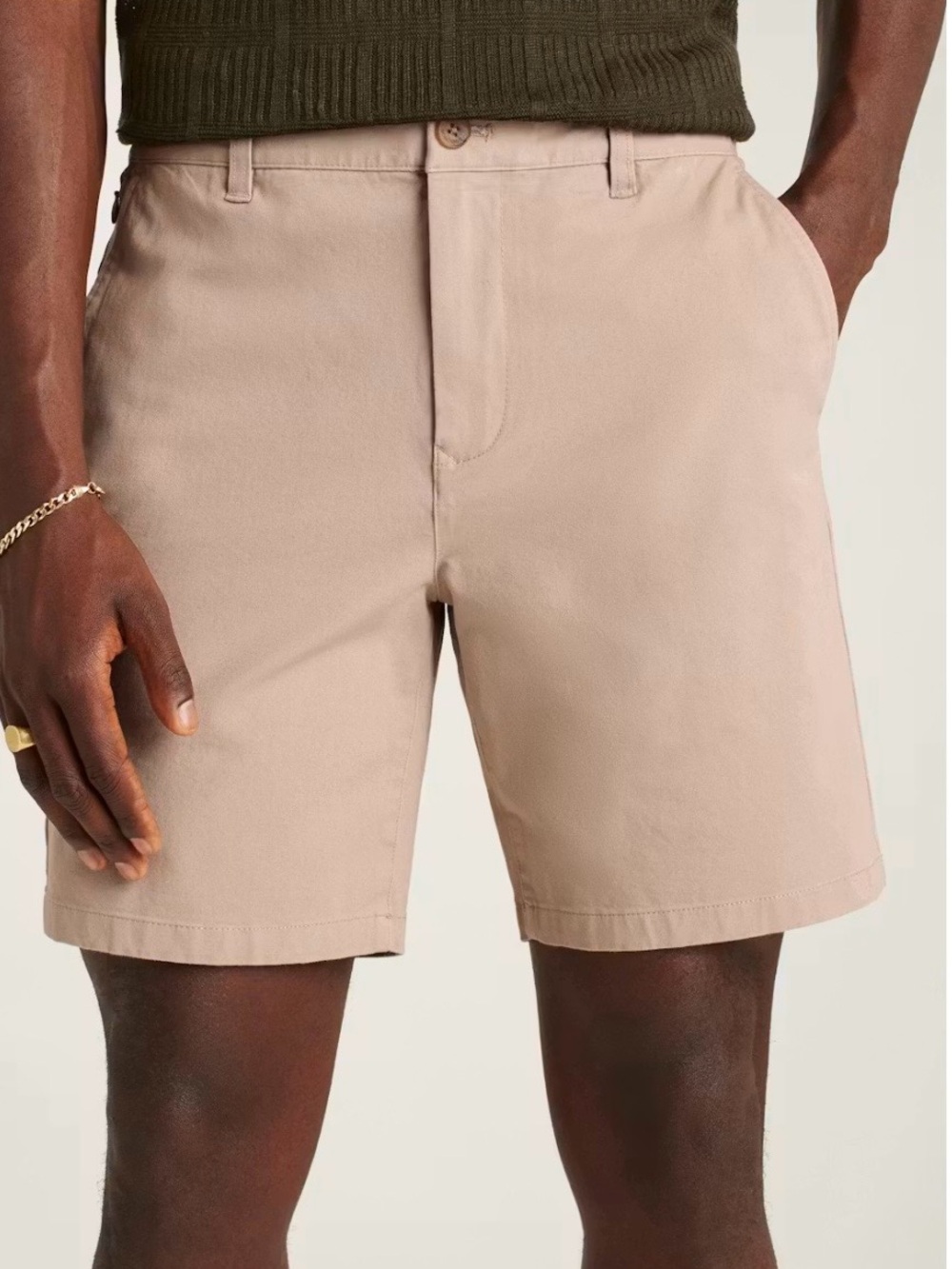 Bonobos Men's 38” waist 7” long flat front chino shorts in khaki